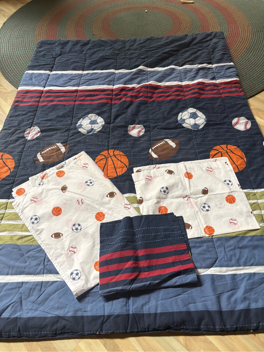 jumping beans Navy, White and Orange Kids Sports Comforter Set